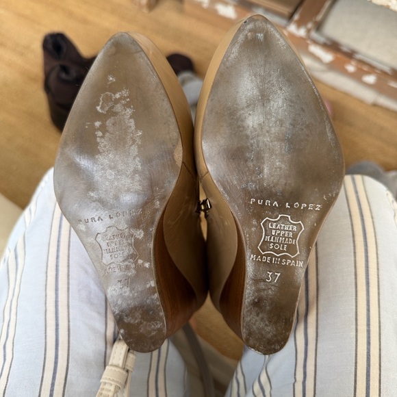 Free People Pura Lopez Light Tan Leather Wedge Booties Super comfortable Sexy ❤️ - Picture 14 of 16